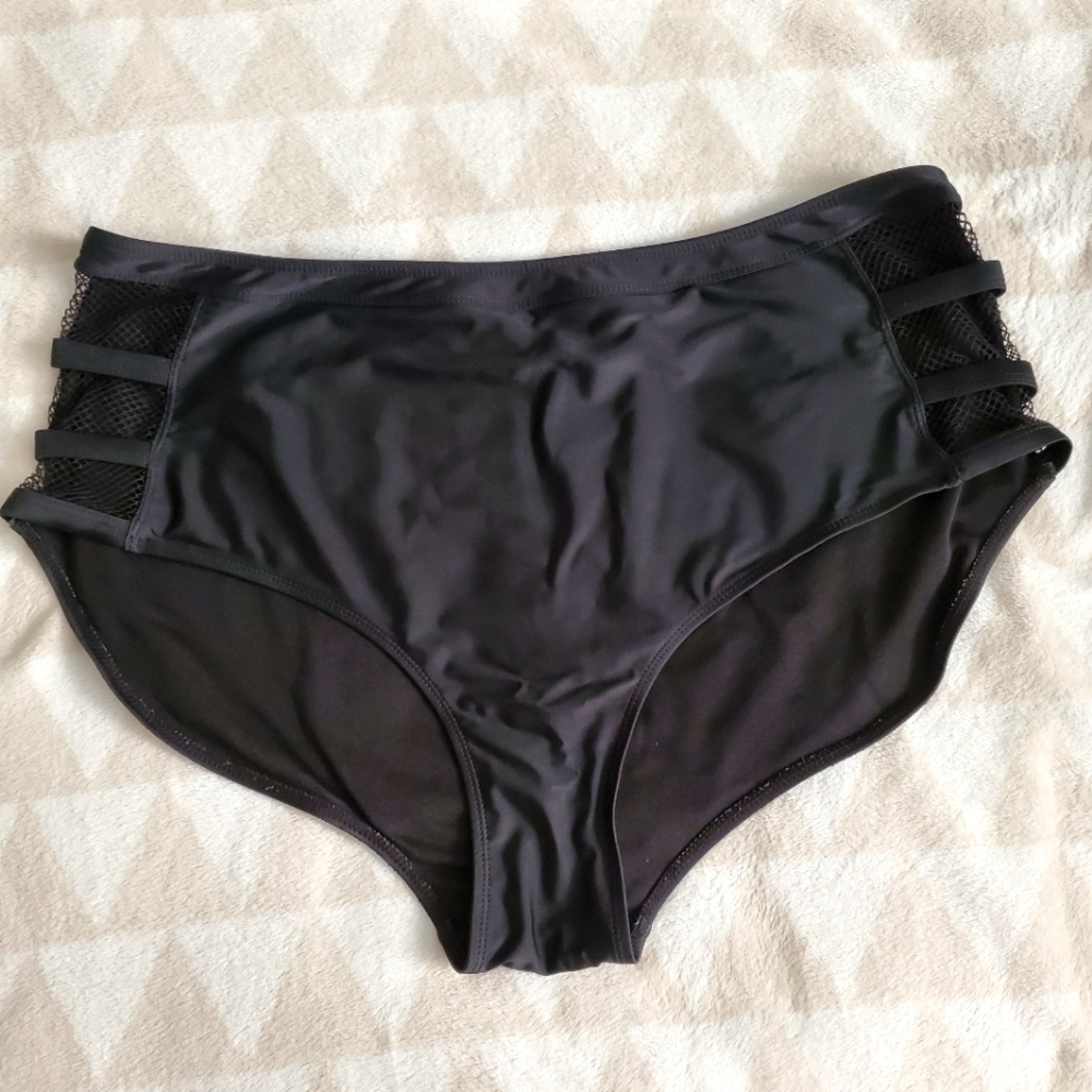 Swimsuit Bottoms, Black, Size 3X, Coral Tropics by Apollo Swim Brand